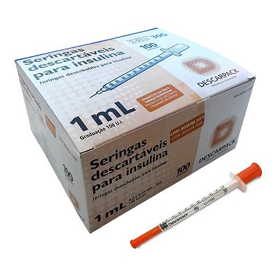 Seringa Insulina Botox 1ml c/ Agulha 8x030mm Cx. 100 Und.