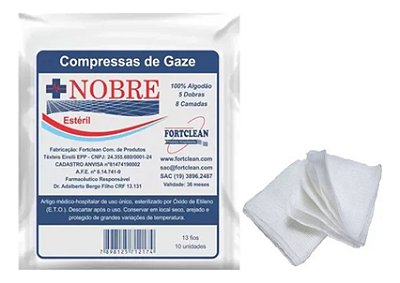 500 Compressa Gaze Estéril 13 Fios Nobre Kit 50 Pct C/ 10und