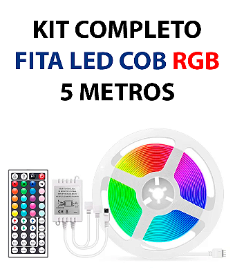 Fita Inteligente RGB COB Strip Light DC 24V Fita Adesiva 840LEDs - Kit Completo