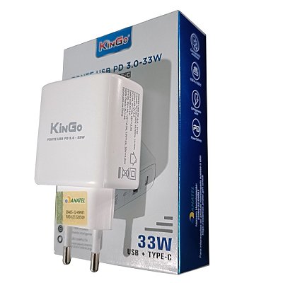 Fonte USB PD 3.0-33W / USB + TYPE-C / PD-38