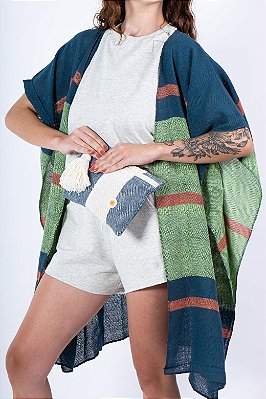 Kimono Tear Azul Verde Laranja