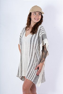 Kaftan Curto Tear Cru Preto