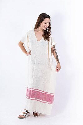 Kaftan Longo Tear Cru Rosa