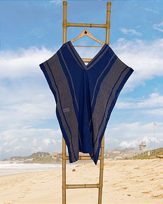 Kaftan Midi Tear Azul Royal e Caqui
