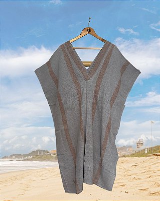 Kaftan MidiTear Azul Claro e Caqui