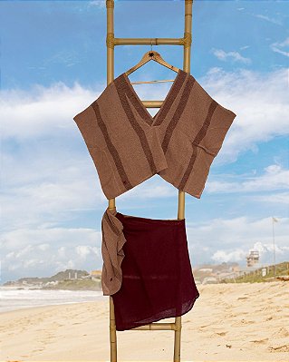 Bata Ampla Tear Caqui e Castanho