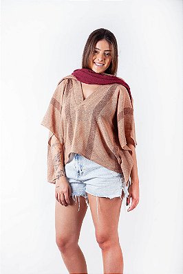 Bata Ampla Tear Caqui e Castanho