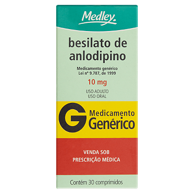 Besilato De Anlodipino 10mg 30 Comprimidos
