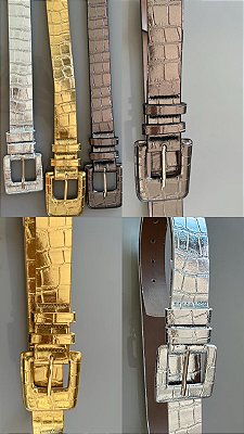 Cinto Croco - Cinza Escuro - Metalizado