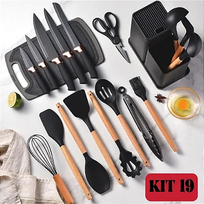 Silicone Silicone Jogo Utensílios, Conjunto Completo, Cozinha, Luxo, 19 Animais