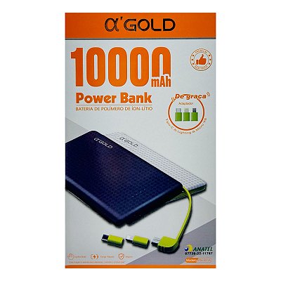 Carregador Portátil A'Gold 10.000 mAh Com Cabo Agregado PN-951A (POWERPN951