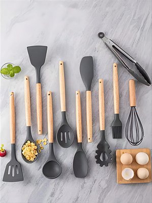 Conjunto 12 Peças Utensílios Cozinha Silicone Com Suporte Luatek LCC-2320 (CON