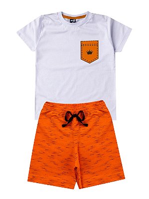 Conjunto Infantil Verão Menino - Mafi Kids Branco e laranja
