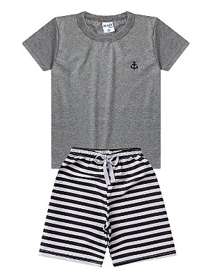 Conjunto Infantil Menino Âncora Verão - Mafi Kids Mescla