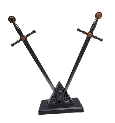 Par De Adaga Maçônica 26cm Com Suporte De Mesa