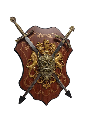 Enfeite De Parede Medieval Espada Dupla 42cm