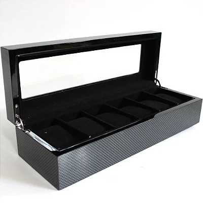 Porta Relógio Xadrez e Veludo 6 Divisões