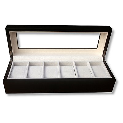 Porta Relógio em Madeira Escura 6 Divisões