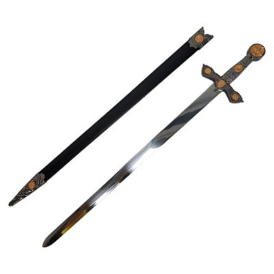 Espada Cavaleiros Templários Prata E Bronze Em Aço