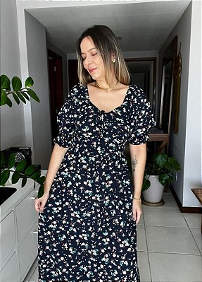 Vestido Jamile floral azul