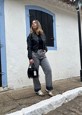 Calça Mom Preto Estonado