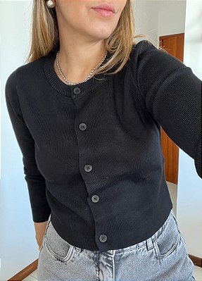 Cardigan Preto Curto