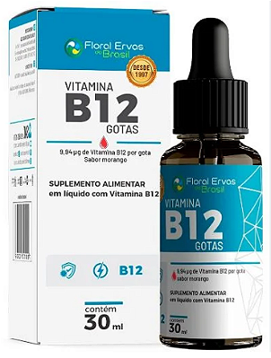 Vitamina B12 Metilcobalamina Gotas 30 ml Floral Ervas