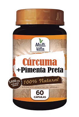 Cúrcuma + Pimenta Preta 100% Natural 60 Cápsulas Multivitta