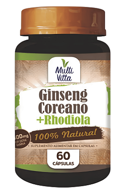 Ginseng Coreano + Rhodiola 1400mg 60 Caps Multivitta