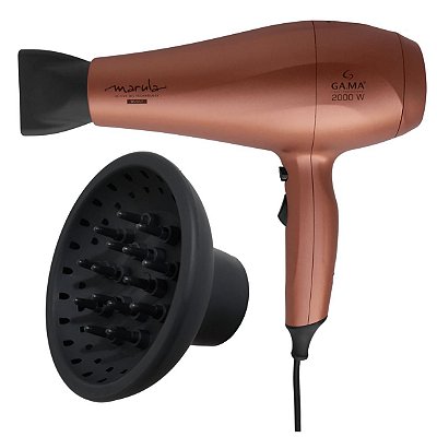 Secador Bivolt Gama 2000w Marula Ceramic Íon Com Difusor de Cachos