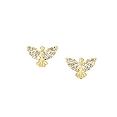 Brinco Passaro Cravejado Banhado a Ouro 18k - BRI039