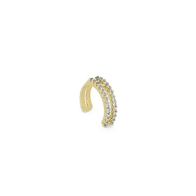 Piercing Fake 2 Fileiras Cravejado Banhado a Ouro 18k - PIER002