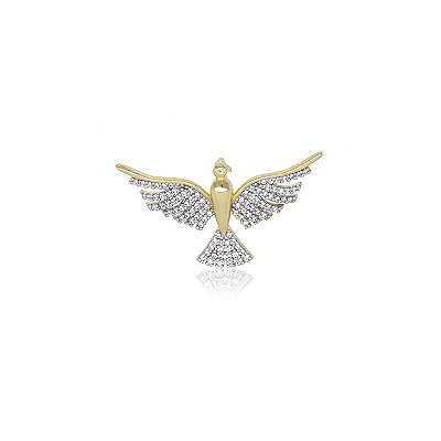 Pingente Passaro Cravejado Banhado a Ouro 18k - PIN012
