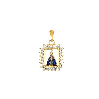 Pingente Nossa Senhora Plaquinha Cravejada Banhado a Ouro 18k - PIN006