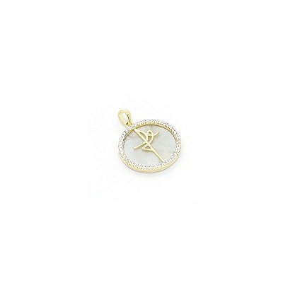 Pingente Fé Circulo Cravejado Banhado a Ouro 18k - PIN002