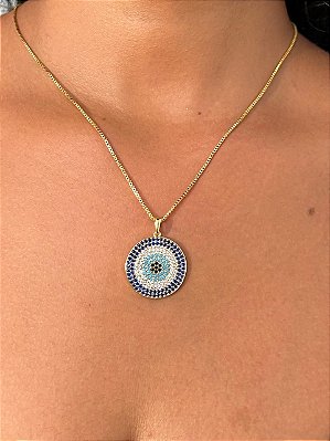 Pingente Olho Grego Cravejado Banhado a Ouro 18k - PIN001
