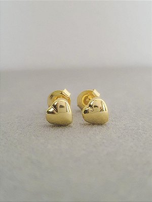 Brinco Coração Liso P Banhado a Ouro 18k - PRES001