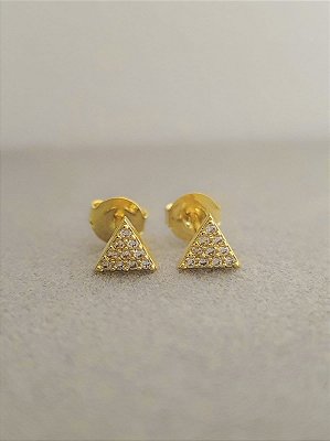 Brinco Triangulo Cravejado P Banhado a Ouro 18k - PRES002