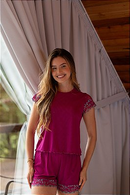 Pijama Manga Renda - Jardim Secreto Bicolor