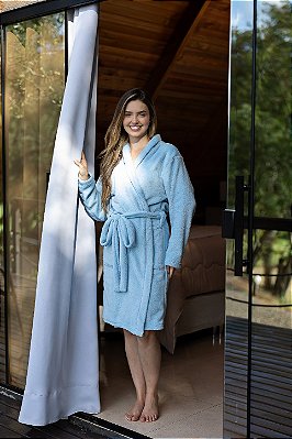 Roupão Fleece Adulto - Azul