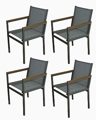 Kit 4 Cadeira Diamante Aumínio e Tela Sling