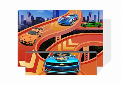 Kit Painel Sublimado Hot Wheels + Fechamento De Mesa