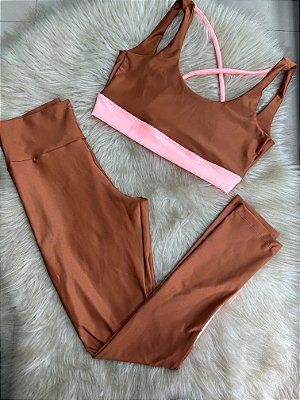 Conjunto Legging Val+ Top Cor Cobre+Salmão