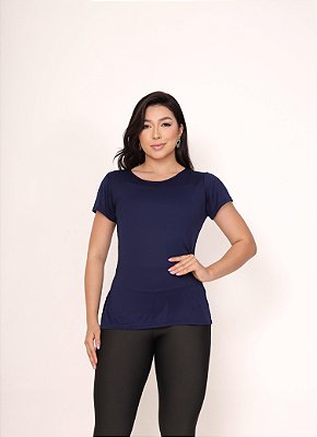 Blusa de Manga Mulet Cor Azul Marinho