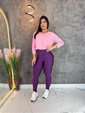 Blusa Tapa Bumbum Manga Longa Croped Cor Rosa BB