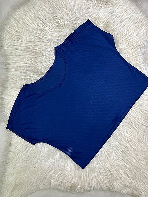 Blusa Croped Manga Curta Cor Azul Marinho