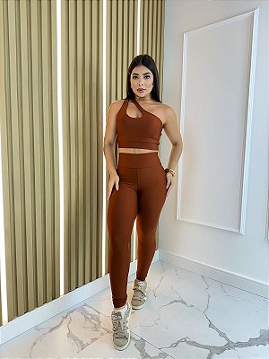 Conjunto Legging Básica + Top Nula Manga Cor Cobre