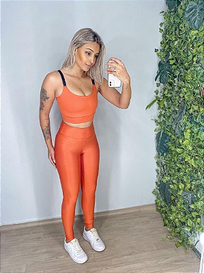 Legging Básica+ Top Alça Regulável Cor Terra Cota