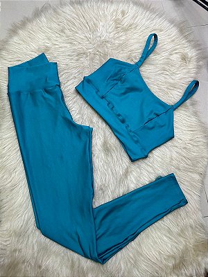 Conjunto Legging Básica+ Top Camilla Cor Verde Petróleo