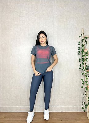 Blusa T-shirt Tule Cor Cinza